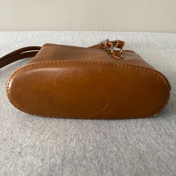 Derek Alexander Two Sided Zip Cross Body Bag Tan Premium Genuine Leather - Picture 4 of 16